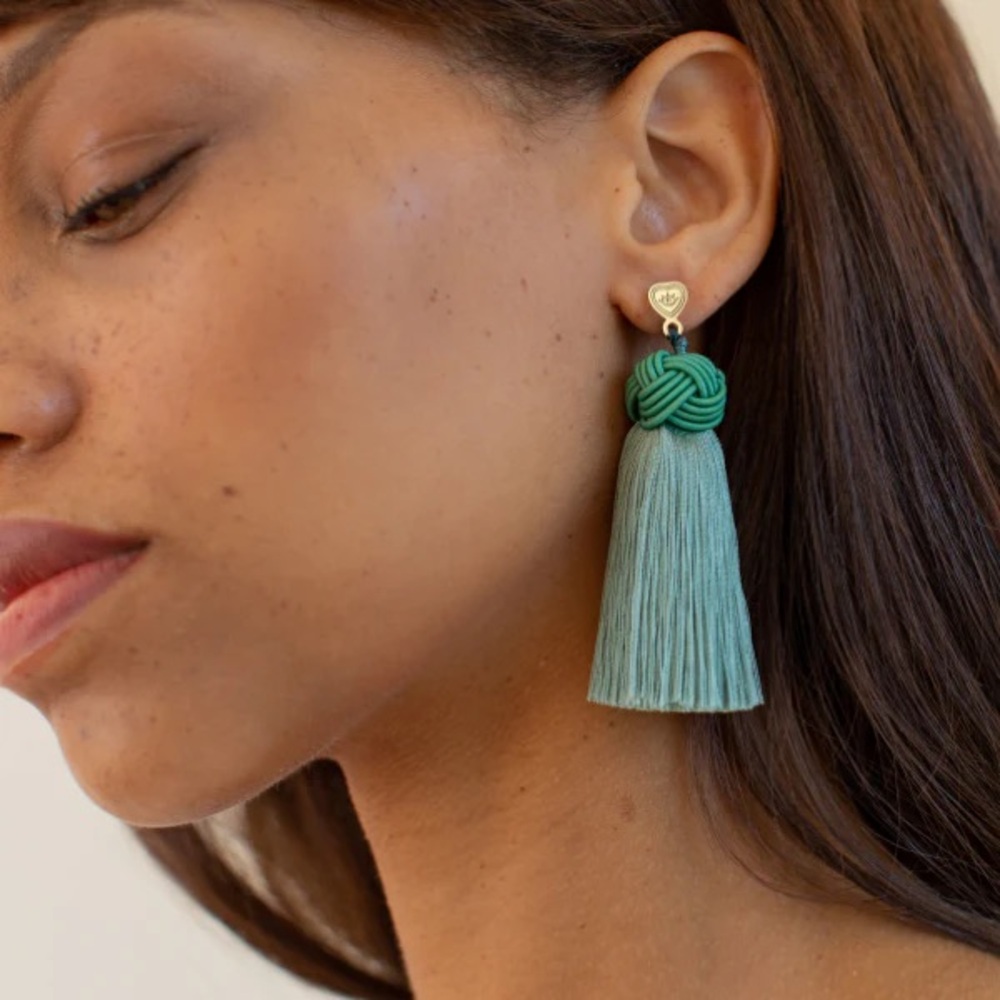 Hart Sage Topknots - Tassel Earrings View 3